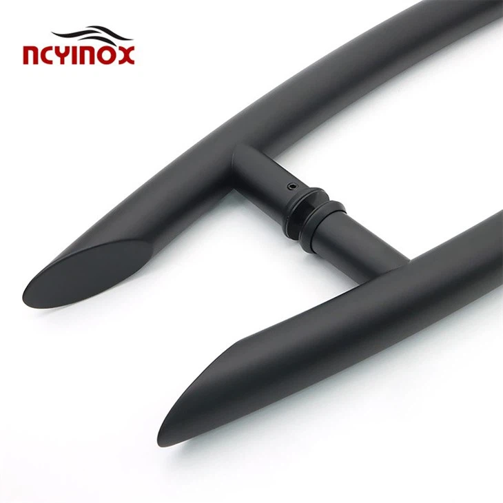 Luxury Matte Black Stainless Steel Glass Door Pull Handles For Wooden Door